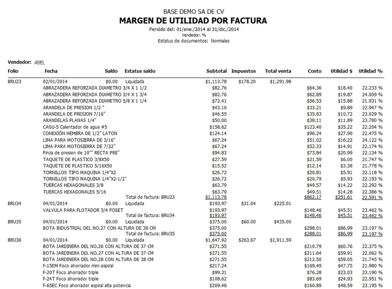 Margen Por Factura De Ventas X Vendedor Margen Por Factura De Ventas X Vendedor