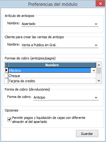Control de apartados para punto de venta Control de apartados para punto de venta
