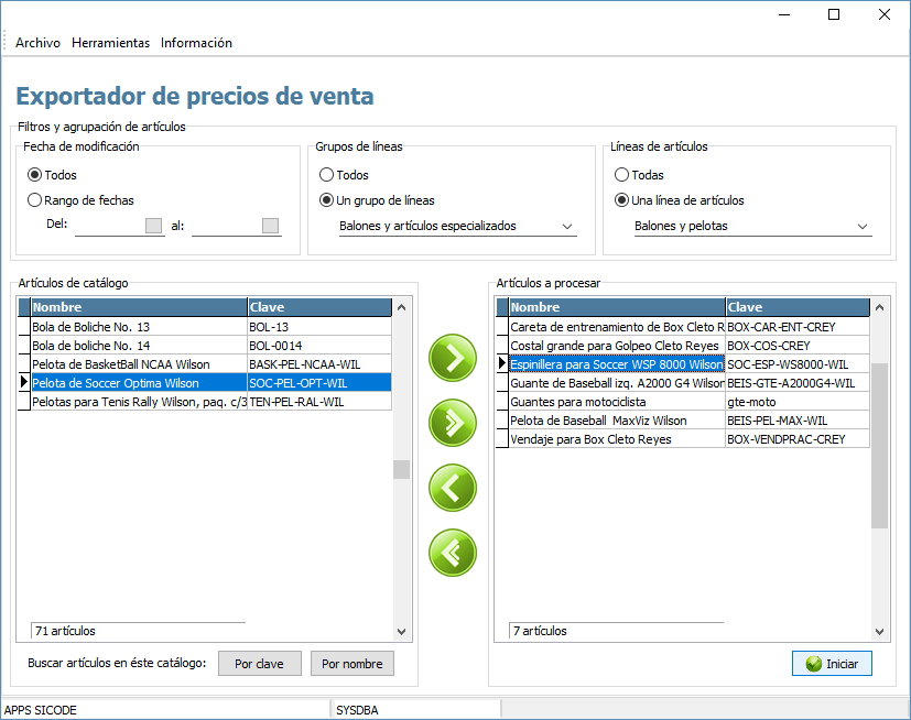 Exportador de precios de venta multi empresa Exportador de precios de venta multi empresa