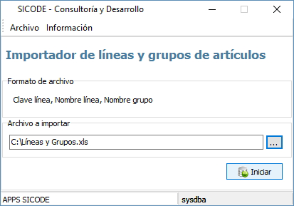 Importador de Líneas y Grupos de Artículos Importador de Líneas y Grupos de Artículos