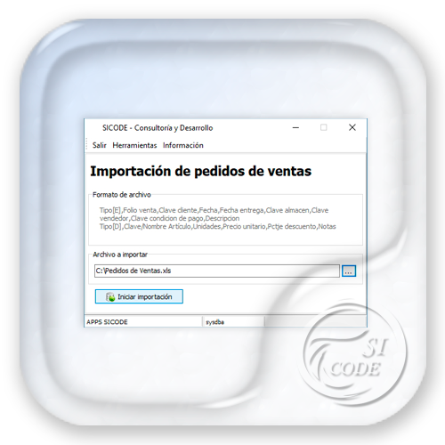 Importador de pedidos de ventas