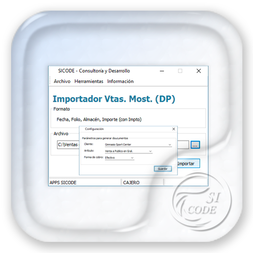 Importador de ventas de mostrador pv con encabezado predefinido