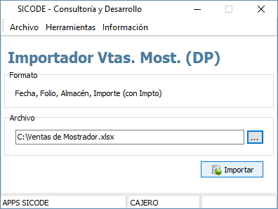 Importador de ventas de mostrador pv con encabezado predefinido Importador de ventas de mostrador pv con encabezado predefinido