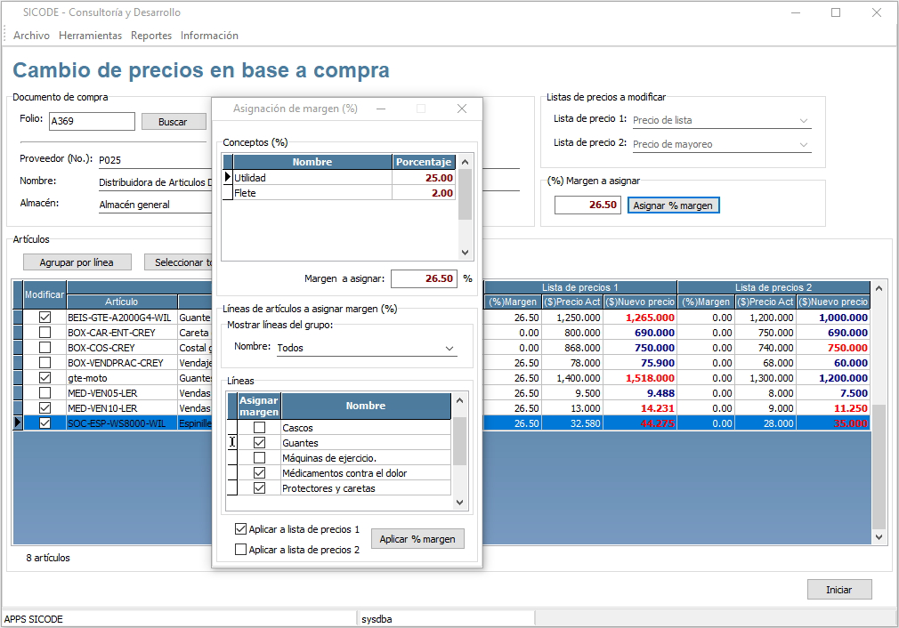 Modificador de precios de venta en base a compra Modificador de precios de venta en base a compra