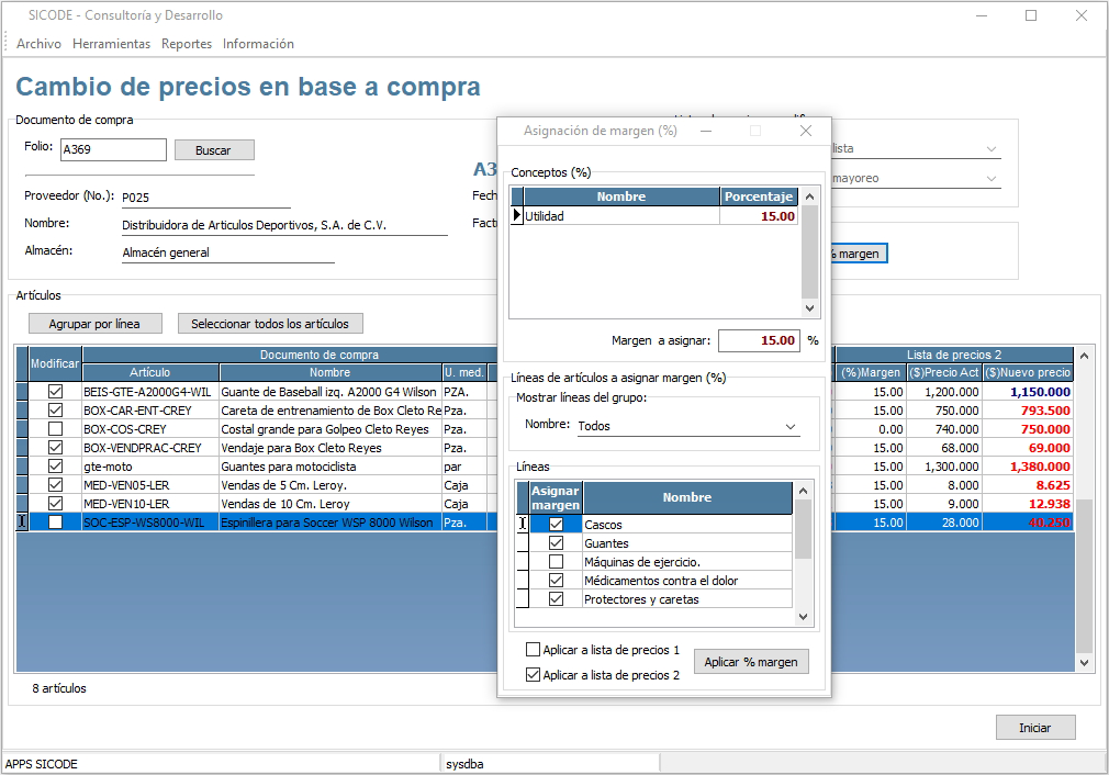 Modificador de precios de venta en base a compra Modificador de precios de venta en base a compra