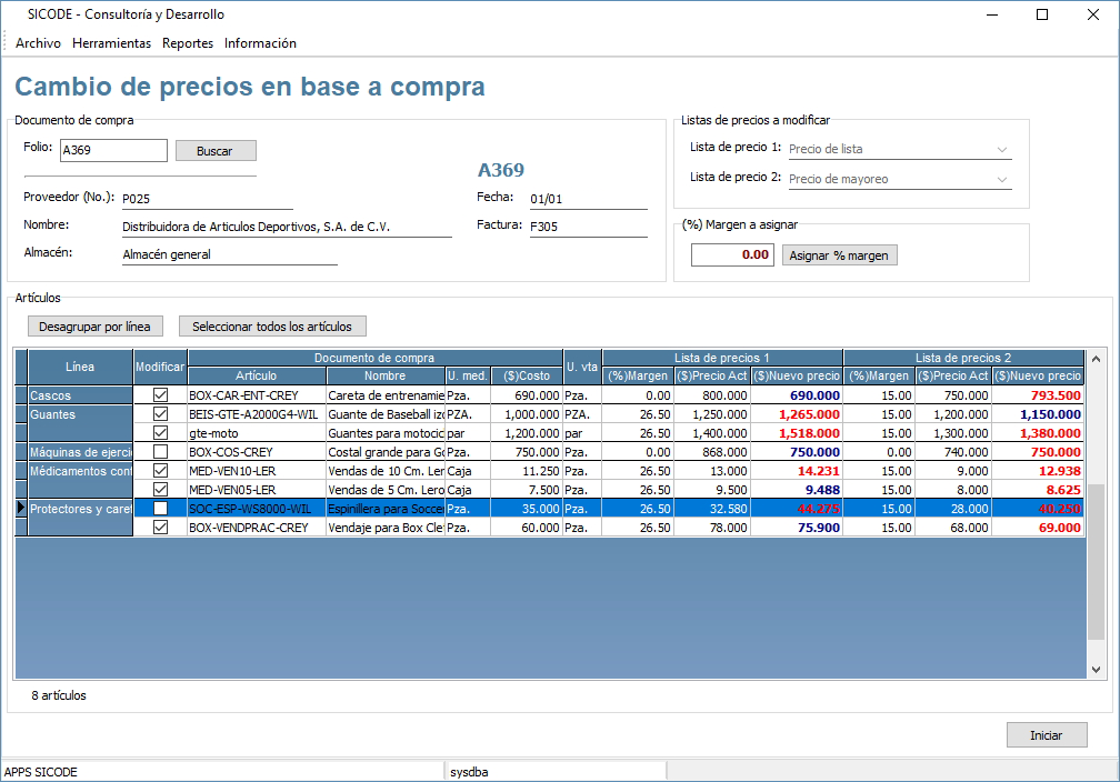 Modificador de precios de venta en base a compra Modificador de precios de venta en base a compra