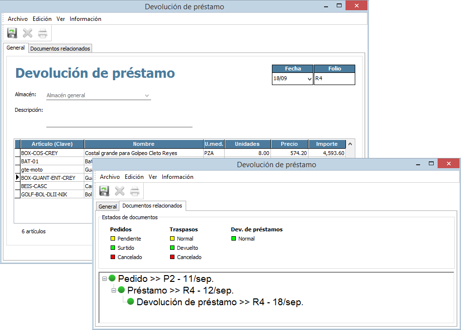 Control de préstamos de mercancía Control de préstamos de mercancía