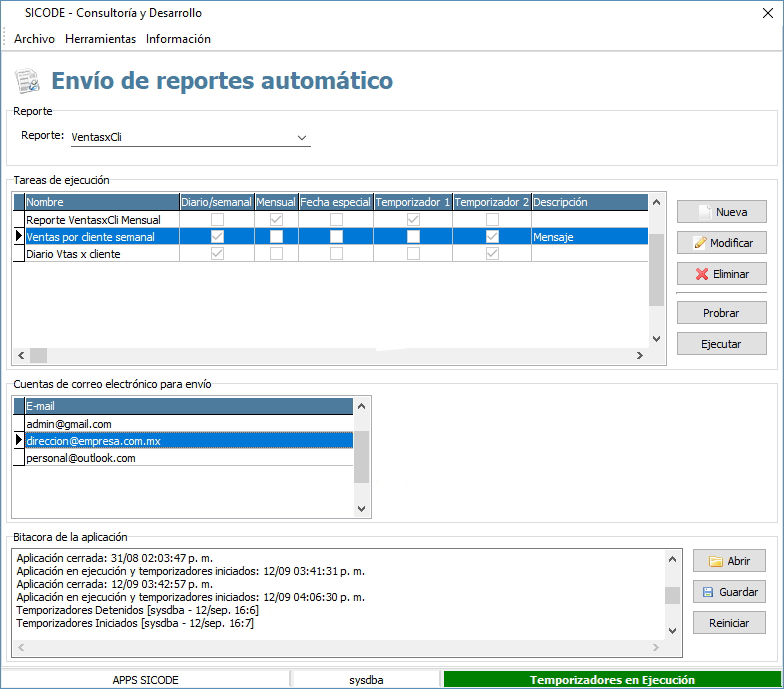 Envío de reportes automático