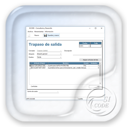 Generación de traspasos de salida de inventarios