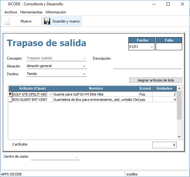 Generación de traspasos de salida de inventarios Generación de traspasos de salida de inventarios
